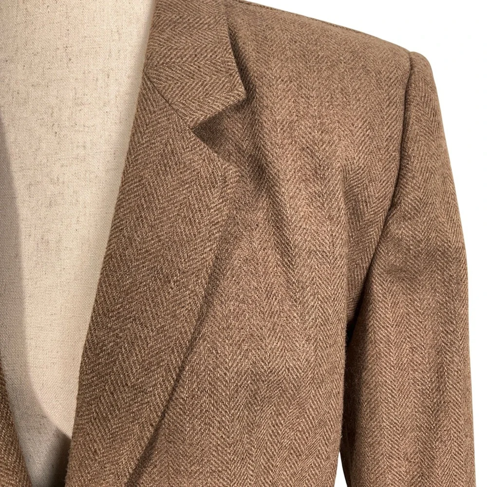 Suit Ability Skirt Set Women 14 Brown Herringbone Wool Classic‎ ALine  2pc VTG